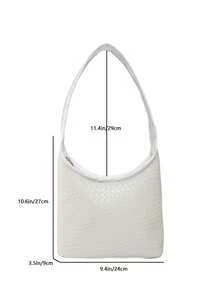 Fashionable Woven Square Shoulder Bag For Women - White - View 2