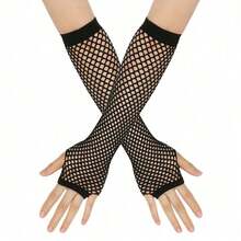 1980s Neon Street Party Punk Fishnet Fingerless Gloves, Stretchy, For Party, Carnival, Mother's Day Gift - Multicolor - View 5