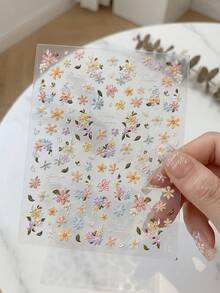 1片白色花朵3D仿珍珠美甲贴纸，DIY 3D自粘美甲饰品装饰，Y2K风格美甲配件贴纸 - 彩色的 - 查看 3