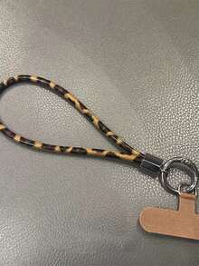 1件装时尚豹纹皮革手机短款挂绳吊坠，可爱简约ins风包包挂件，时尚防丢手机挂绳 - 彩色 - 查看 3