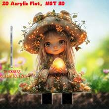 1/2pcs Magical Mushroom Fairy With Glowing Egg, Acrylic Garden Stake, Easter Outdoor Decor, Yard, Garden, Lawn Decoration, No Power Needed, Perfect Holiday Gift, Enchanting Decor, Fairy Garden Accessory - Multicolor - View 7