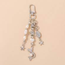 1个女士可爱水晶天鹅美人鱼心形珍珠贝壳海星钥匙扣包挂饰 - 彩色 - 查看 7