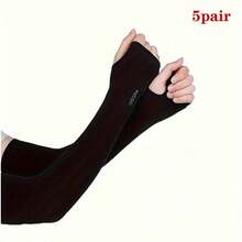 1 Pair Ice Silk Sun Protection Arm Sleeves, Fingerless Gloves, Unisex, Suitable For Driving, Outdoor Fishing, Sports & Fitness Activities In Summer - Multicolor - View 15