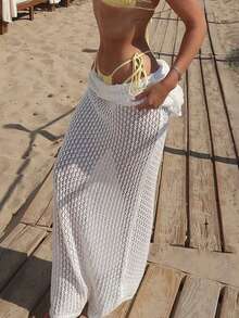 Live To Mo 女士夏季白色镂空性感长裙罩衫，波西米亚风格，适合海滩度假 - 白色 - 查看 4