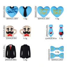 6pcs Father's Day Theme Silicone Beads, "I Love Dad" Blue Tie & Suit Shaped Beads, Creative Handmade Gift Bracelet, Keychain, Pendant Craft Supplies, DIY Jewelry Making - Multicolor - View 7