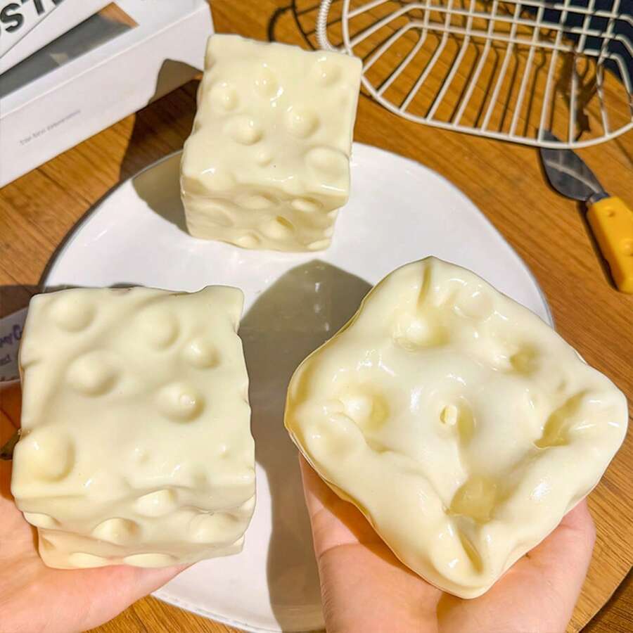 8pcs Squeezable Cheese Blocks - Malleable Slow Rebound Coconut Oil Handmade Squishy Balls, Stress Relief Toys | Adult Finger Sensory Toys - Sunny Day Entertainment, Party Favors, Gift Bag Fillers, Birthday, Filler Squishy Toys