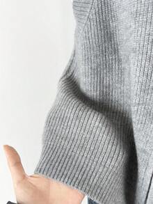 Autumn/Winter New Ribbed Knit Vest, Coffee Color, Sleeveless, Double Zipper, Casual Commute Layering Essential Fall - Grey - View 3