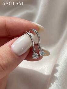1 Pair Fashion Teardrop Zirconia Earrings, 925 Sterling Silver Jewelry, Elegant Pear Cut Zirconia Earrings, Exquisite Jewelry Gift, Suitable For Girls To Wear Daily, Dates, Parties And Other Occasions - Style 1 - View 5