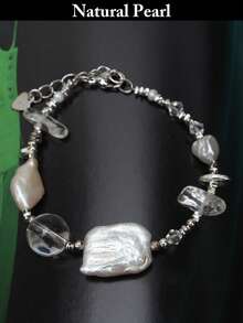 1pc Fashionable Pearl Bracelet, Natural Baroque Pearl Bracelet, Freshwater Cultured Irregular Pearl Bracelet, Women's Daily Wear, Party, Wedding, Holiday Gift Box - A - View 10