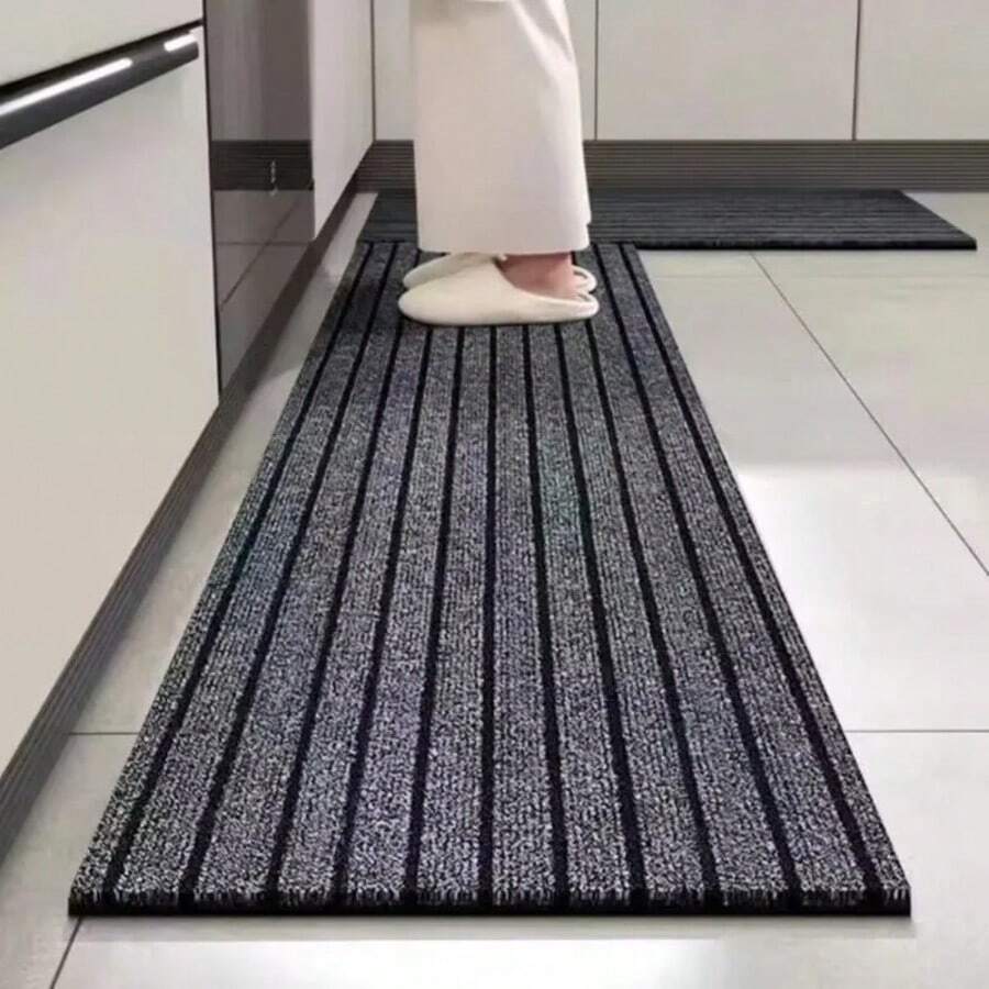 Anti-Slip Kitchen Floor Mat, Absorbent Oil-Proof Striped Carpet, Easy To Clean - Grey - View 1