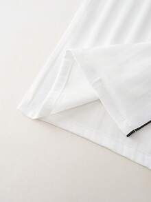 2pcs White Women Striped Embroidered Silk Pajama Set, Lapel Long Sleeve Sleepwear - 白色 - 查看 6