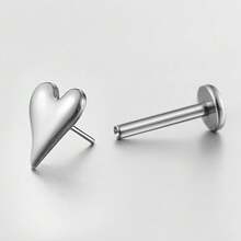 1pc ASTM F136 Titanium 16/18G Sharp Heart-Shaped Cartilage Tragus Labret Lip Stud Earring Helix Conch Flat Back Threadless/ Internal Thread Stud Piercing Jewelry For Women Men - Heart-shaped - View 37