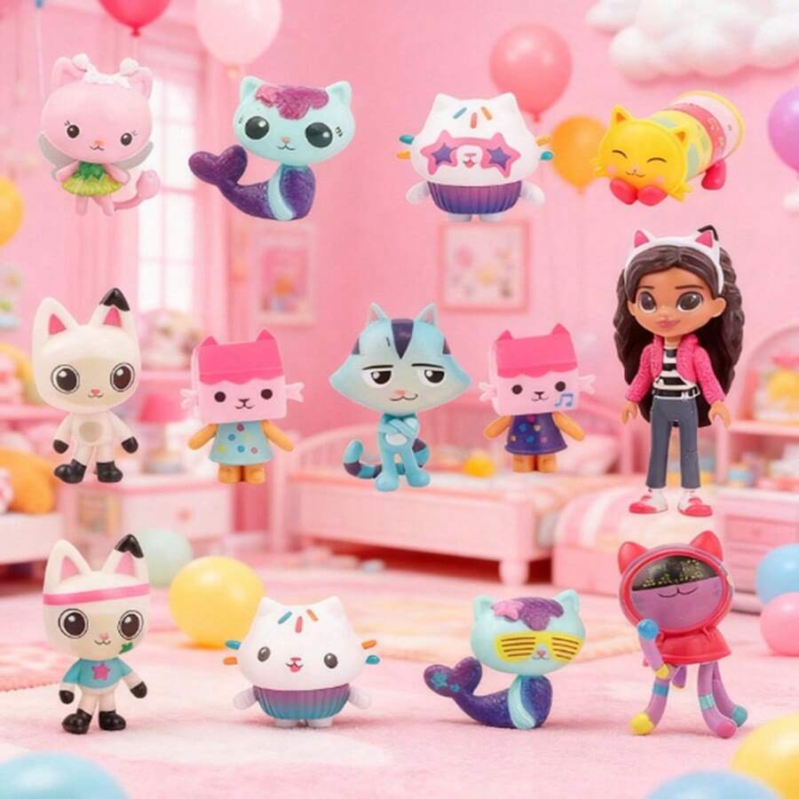 1 Set/13pcs Gabby's Dollhouse Action Figure Cute Doll Collection Model Toys,Perfect Holiday Gift, Easter Gift, Gift For Fans And Friends - Multicolor - View 1