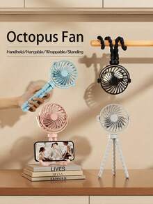 500mAh USB Rechargeable Cute Octopus Clip-On Fan, 3 Speeds Handheld Wireless Cooling For Baby Stroller And Travel - 720° Octopus Fan - View 2