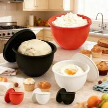 1pc Silicone Lined Mixing Bowl With Lid, Easy Clean Replacement Bowl For Kitchen Mixer, Kneading Bowl, Fermentation Bowl, Kitchen Accessories, Baking Supplies - Multicolor - View 10