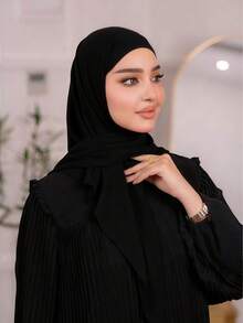 1pc Instant Triangle Hijab, All-In-One Tie-Up Design, Quick Wrap Without Slipping, No Undercap Needed, Suitable For Daily Wear, Prayer, And Outings - Multicolor - View 17