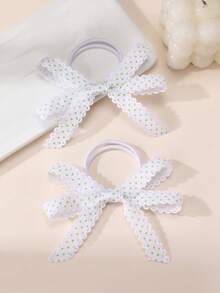 2pcs/10pcs Girls Polka Dot Ruffle Bow Hair Scrunchies Set, Suitable For Daily Decoration - 彩色 - 查看 6