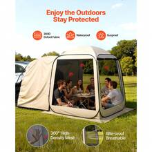 Screen House Tent, 6 X 6 Ft, 4-6 Person Pop Up SUV Tailgate Tent, Portable Screened In Canopy With Carry Bag, Netting Sides, For Car Camping, Garden, Patio, Backyard, Outdoor Activities, Beige - Mẫu gắn phía sau, kích thước 6*6ft - Xem 6