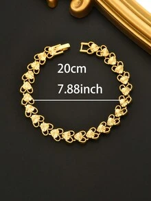 1 chiếc vòng tay nam hình trái tim rỗng tinh tế, trang sức cao cấp với thiết kế hình trái tim, thích hợp làm quà tặng kỷ niệm hoặc trang phục hẹn hò. - Vàng - Xem 7