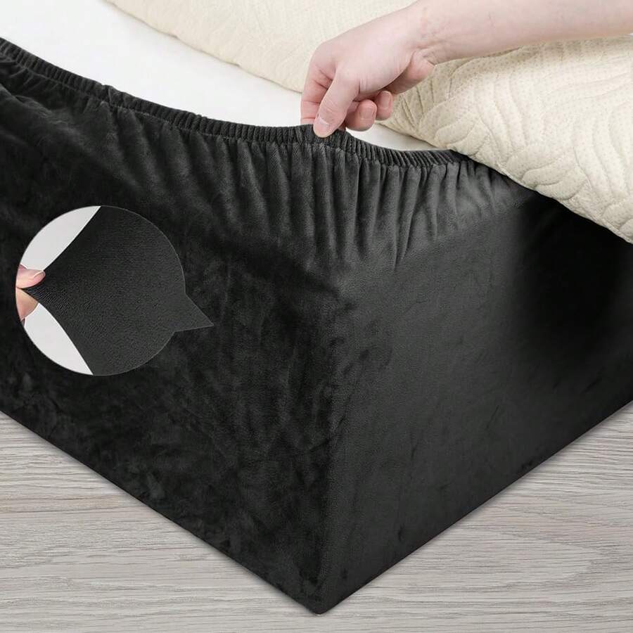 DUJUIKE Velvet Sofa Bed Skirt, Elastic Wrap Around Bed Frame, Easy Installation, Replacement For Traditional Bed Skirt
