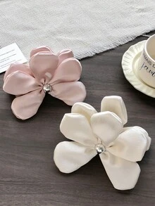 1个/2个缎面光泽3D花朵爪夹发髻发型配饰，适合婚礼和休闲外出度假必备发饰夏季沙滩发爪度假花朵发夹 - 彩色 - 查看 2