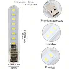 3pcs USB Camping Light, USB Night Light, LED Mini Bulb, Plug-In Night Light With 3/8/24 Beads, Suitable For Bathroom, Bedroom, Reading, Sleeping, Camping - white light - View 9