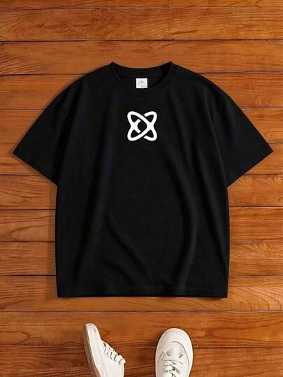 加大码男士休闲印花圆领短袖T恤，夏季