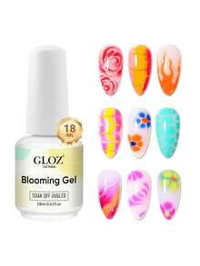 GLOZ 1 Bottle 18ml Blooming Gel Nail Polish Transparent Marble Nail Art Accessory, Suitable For Diffusion Effect, Floral Print, Watercolor Design, Suitable For Women - Clear - View 6