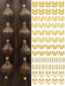 60件套四季通用多款式发圈套装 - 多功能可调节合金发箍，波西米亚风发饰，适合女孩的脏辫、辫子和扭辫 - 金色 - 查看 1