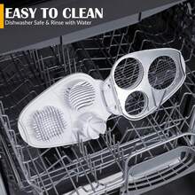 三合一切蛋器 - 重型不锈钢切割器 - 厨房切片工具，适用于草莓、蘑菇、葡萄、樱桃番茄 - 白色 - 白色 - 查看 8