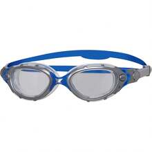 Adjustable Adult Swimming Goggles & Secure Fit - Clear Lens/Silver/Blue - View 7