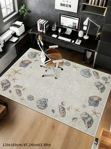 1pc Faux Wool-Like Coastal Seashell Print Decorative Rug/Mat, Machine Washable, Easy Storage & Folding, Suitable For Bedroom, Living Room, Entryway, Adds Summer Vibe To Your Space - Multicolor - View 6