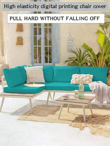 1 chiếc vỏ bọc đệm ghế sofa bằng lụa sữa màu trơn, co giãn tốt, chống bụi, phù hợp cho mọi mùa, dùng để bảo vệ đệm ghế sofa mây tre ngoài trời. - Màu xanh Cadet - Xem 6