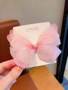 2pcs Teenage Mesh Butterfly Ribbon Hair Clips, Random Packaging (No Card Paper) - Pink - View 4