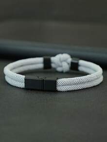 diffone 时尚手工编织4毫米绳花结手链黑色磁性男士臂环手镯手镯饰品 - 男士手繩手鐲 - 查看 6