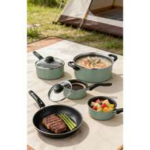 7 Piece Nonstick Aluminum Pots And Pans Cookware Set, Green - Xem 4