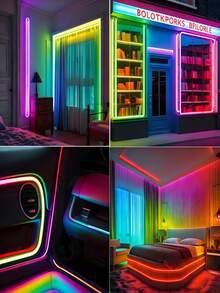 1 Set Of 44-Key Remote Control USB Powered LED Light Strip, Flexible Neon Lights, Adjustable Color Modes, Self-Adhesive Backing, Suitable For TV, Computer Screen, Holiday, Bedroom, Home Decor, Christmas, DIY, Household, Floral Decoration - Multi-color light - View 9