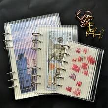 A5/A6/A7 亚克力条纹透明活页夹，透明多功能活页夹，透明贴纸活页夹，贴纸簿，照片收纳袋，可用作相册、预算计划本、日记本、笔记本、办公用品 - 彩色 - 查看 3
