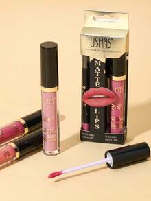 USHAS唇彩+唇线笔套装，持久防水不粘腻，滋养保湿，丝绒哑光效果，打造完美唇妆 - #05 - 查看 6