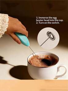 Batidora de mano mini portátil clásica, batidora de mano de acero inoxidable, sin batería, multifuncional para leche, té, café, capuchino y crema - Multicolor - Ver 6