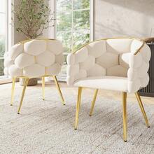 Living Room Chairs - Beige + Velvet - View 12