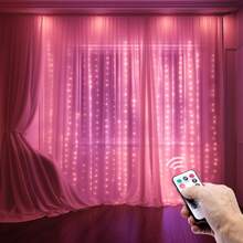 1 Stück 100/200/300/600 LED Lichterkette mit Fernbedienung und USB-Stromversorgung - dimmbare Vorhangbeleuchtung für Fenster, Wände, Partys, Hochzeiten, Weihnachten, Valentinstag (geeignet für Fenster, Schlafzimmer, Bars) - USB-Vorhanglicht - Übersicht 7