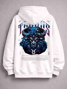 Unisex Oversized Street Style Taurus Zodiac Sweatshirt Ref4720 - White - View 6