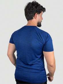 Wolf Men's Dry Fit Gym T-Shirt - 混合藍 - 查看 2