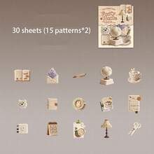 30张/包贴纸，毛绒家居系列，可爱精致的硬卡纸贴纸，剪贴簿用品和笔记本配件，可用于装饰卡片、相框、电脑、手机壳、水杯、旧杂志、铅笔盒、行李箱、桌面装饰贴纸、返校季贴纸、学校用品文具趣味贴纸 Kindle - 貼紙包 - 查看 12