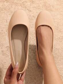 Women Ballet Flats Round Toe Ballerina Flats Slip-On Elegant Comfortable Walking Party Wedding Versatile Classic Commute Ballet Flats Shoes - Màu be - Xem 2