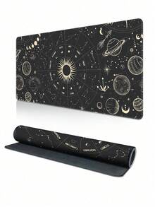 1 片 90x40cm 超大鼠标垫，高品质电脑键盘桌垫，防水，简约星日图案，防滑橡胶底座，适用于游戏和办公 - 查看 2