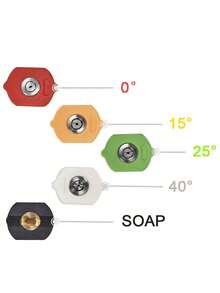 5 High-Pressure Washer Nozzles With 1/4" Male Thread Connectors, Including 0°, 15°, 25°, And 40° Cleaning Nozzles - Multicolor - View 5