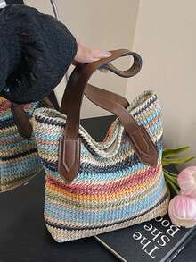 新款简约纹理女士包，单肩斜挎手提包小方包双肩包，休闲通勤学生日常轻便时尚包 - 彩色 - 查看 4