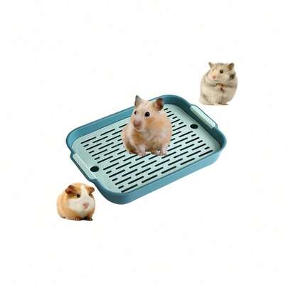 A Small Animal Cage With A Double-Layer Hollow Drainage Outlet, A Detachable And Washable Square Toilet For Hamsters And Mini Rabbits, Suitable For All Seasons (Different PP Product Batches Do Not Affect Use, Quality, Or Appearance)